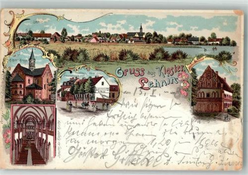 14797 O1804 Lehnin 1898 Lithographie Kloster Lehnin Kloster Kirche Kaiserhaus Bahnpost Berlin-Magdeburg Zug 368