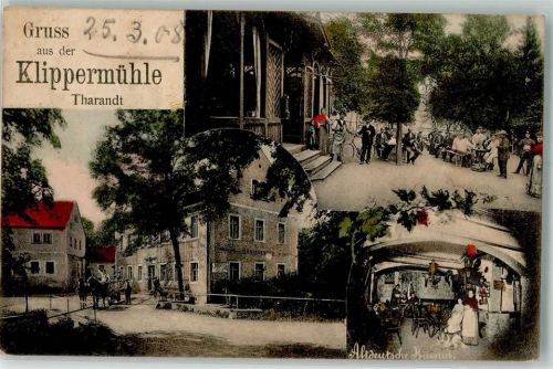 Tharandt 1908 Gasthaus zur Klippermühle Gartenwirtschaft Altdeutsche Burstube