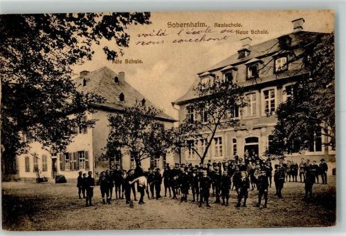 Sobernheim 1921 Realschule Neues und Altes Schulhaus Pausenplatz