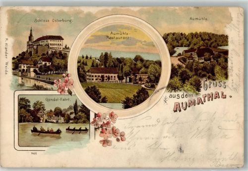 Weida 1899 Schloss Osterburg Gasthaus Aumühle Gondel-Fahrt