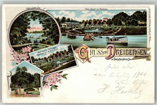 Dreibergen 1899 Blick a.d. See Gasthaus
