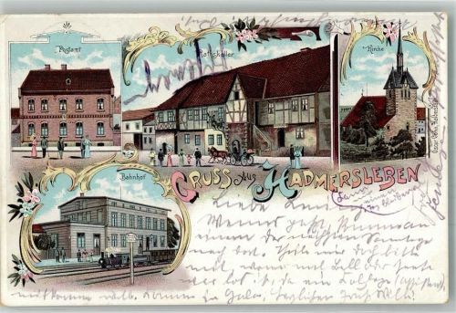 Hadmersleben 1898 Bahnhof Postamt Gasthaus Ratskeller