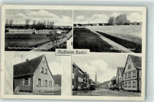 Rußheim Reichsarbeitsdienstlager Abteilung 5/274 Gasthaus zur alten Brauerei Rathaus Pfinz-Saalbach-Kanal