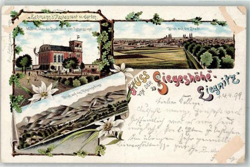 Liegnitz 1899 Lehmann`s Gasthaus Blick auf die Stadt Blick auf das Riesengebirge