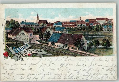 01936 O8293 Königsbrück 1903 Lithographie Königsbrück Hospitalkirche