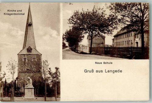 38268 W3325 Lengede - Kirche Kriegerdenkmal Neue Schule
