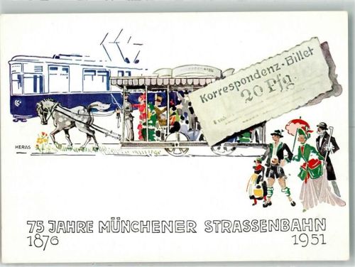 München 75 Jahre 1876-1951 Pferdebahn