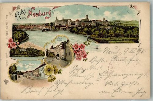 Neuburg 1898 Luitpoldstraße Stadttor Burg Verlag Ottmar Zieher-München