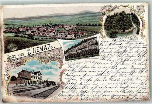 Themar 1898 Eingefallener Berg Bahnhof Dicke Eiche