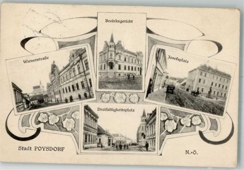 Poysdorf 1926 Gericht Wiener Straße Josefplatz Dreifaltigkeitsplatz