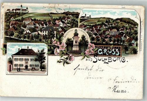 Sulzbürg 1898 Glück-Denkmal Schweppermann's Geburtshaus Marktplatz