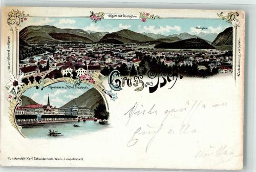 6561 Ischgl 1897 Gebrauchsspuren Bahnpost Ischl Steinach Salzthal 221 Esplanade m. Hotel Elisabeth Lithographie