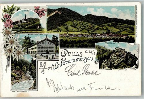 Unterammergau 1901 Schleifmühle Gasthaus zur Sonne Kapel Jagdhaus Pürschling