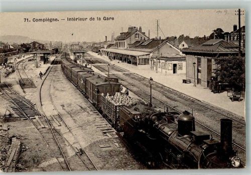 Compiegne 1914 Bahnhof Eisenbahn Dampfzuglok Feldpost WK I Nr. 21