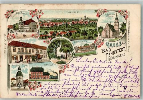 Bad Tennstedt 1897 Rathaus Osthöfer Tor Gasthaus zum Anker St. Trinitatis-Kirche Schwefelbad