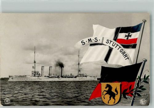?SMS Stuttgart Fahnen Wappen Gebr. Lempe Serie 1241Nr. 35 Matrosenliebe Foto AK