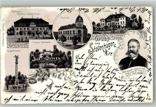 Stavenhagen 1902 Rathaus Kriegerdenkmal Portrait Fritz Reuter Postamt Schloss Ivenack Schloss Kittendorf