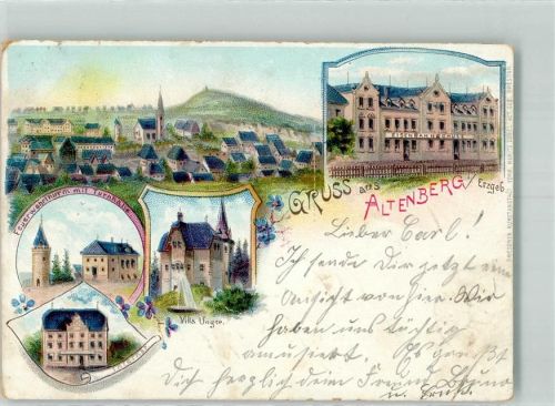 Altenberg 1901 Eisenbahnschule Feuerwehrturm Internat Villa Unger