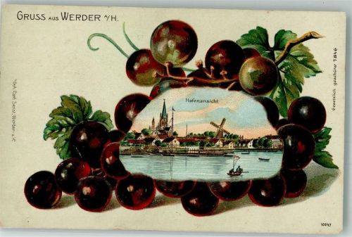 Werder 1918 Weintrauben Hafenansicht Windmühle