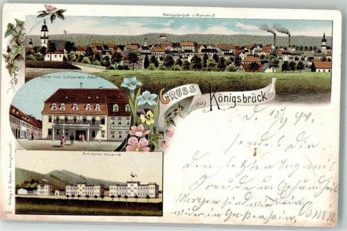 Königsbrück 1897 Hotel zum schwarzen Adler Artillerie-Kaserne
