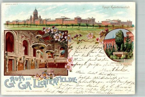 Lichterfelde 1900 Groß Lichterfelde Haupt-Kadettenanstalt Feldmarschallsaal Löwenskulptur