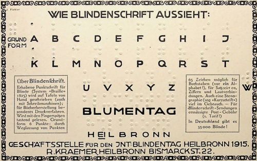 Heilbronn 1914 Braille Alphabet auf Ak Blumentag Blindentag