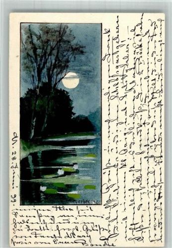 190 sign. Splittgerber Mondschein Adelskorrespondenz handgemalt