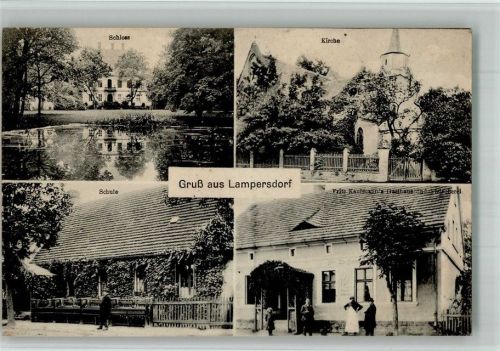 Lampersdorf, Kreis Steinau Zaborow Schloss Kirche Gasthaus und Schlachterei Schule