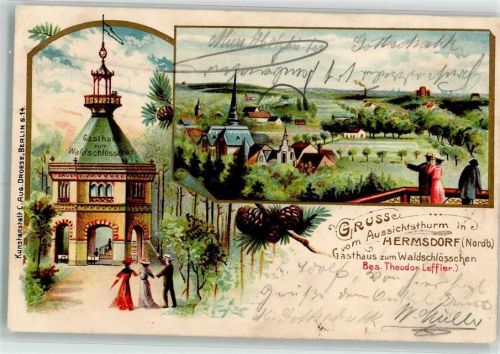 Hermsdorf 1904 Tannenzapfen Gasthaus zum Waldschlößchen Aussichtsturm
