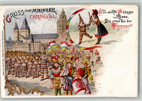 Mainz Lithographie Mainzer Karneval Kleppergard Clownerie Trommler