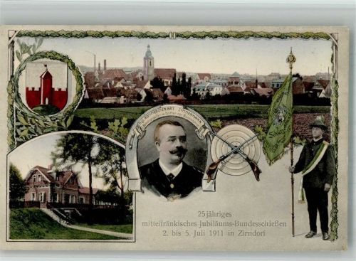 Zirndorf 1911 25-jähriges mittelfränkisches Jubiläums-Bundesschiessen 1911 Fahnenträger Kgl. Kommerzienrat Zimmermann