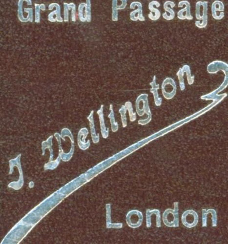 London Notizblock in Hartkarton Kleine Kladde mit Block Bleistift und kleinem echtem Spiegel Werbung Grand Passage J. Wellington Kady Street 7,5 cm hoch 5,3 cm breit