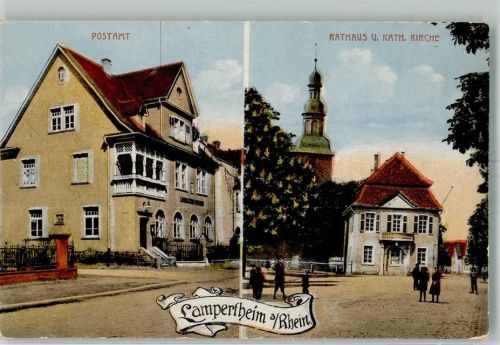 Lampertheim Postamt Rathaus Kath. Kirche