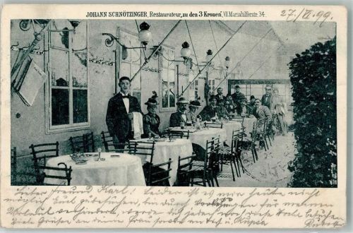 Wien 1899 Johann Schnötzinger Gasthaus zu den 3 Kronen Mariahilferstraße