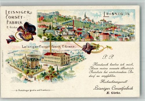 Leisnig 1906 Lithographie Leisniger Corset-Fabrik E. Girke Katalogangebot