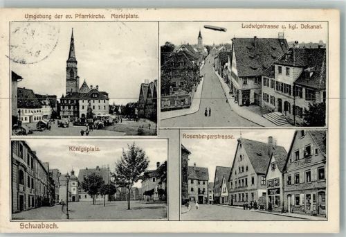 Schwabach 1912 Königsplatz Rosenbergerstraße Marktszene