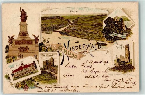 Niederwald 1895 Vorläufer Denkmal Burg Ehrenfels Jagdschloss Burg Rheinstein