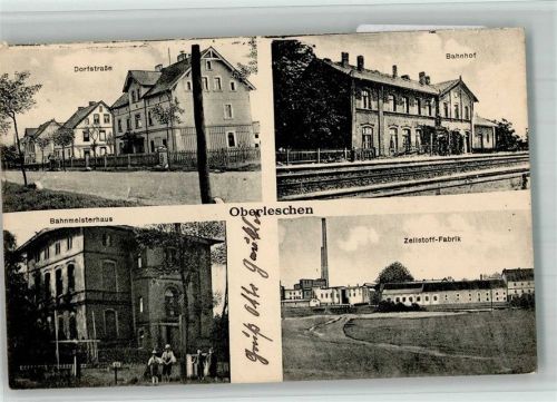 Sprottau 1916 Oberleschen Bahnhof Fabrik Bagnmeisterhaus Dorfstrasse Feldpost WK I