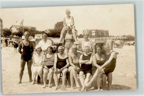 Ahlbeck Strand Bademode Mann Frau Strandkorb Ort lt. Fotograf