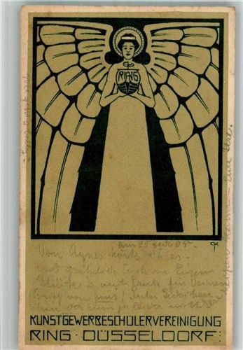 Düsseldorf 1905 Ring Kunstgewerbe Schülervereinigung Engel im Jugendstil