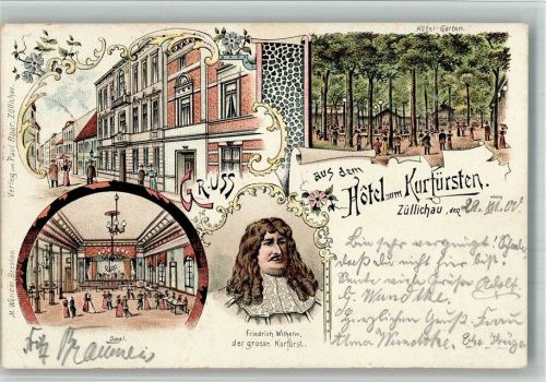 Züllichau 1900 Hotel zum Kurfürsten Lithographie