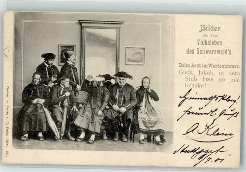 Beim Arzt im Wartezimmer Verlag C. Fuchs Nr. 251 AK Volksleben Schwarzwald 1901