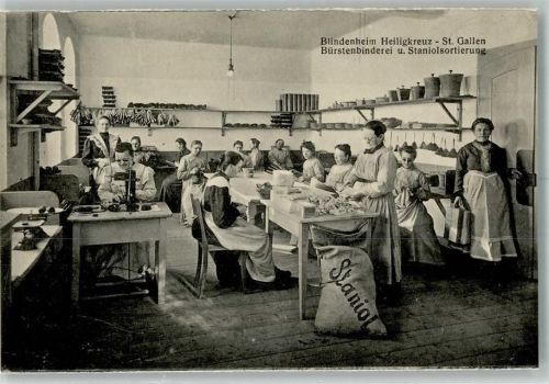 St. Gallen 1910 - 1915 Blindenheim Heiligkreuz 174/9 Bürstenbinderei Frauen Beruf