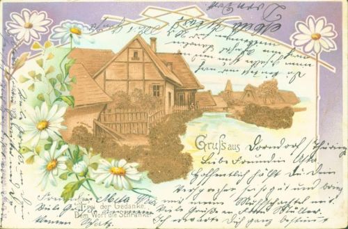 Laucha Korkrelief Verlag E.B. & C.i.B.Eduard Büttner 9525 Ort lt. Stempel