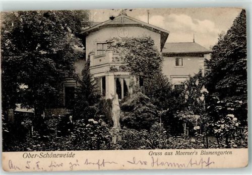 Oberschöneweide 1911 Villa Moerner's Blumengarten Statue