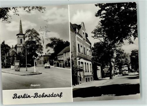 Bohnsdorf Dorfplatz Buntzelstraße Doppelstockbus Auto