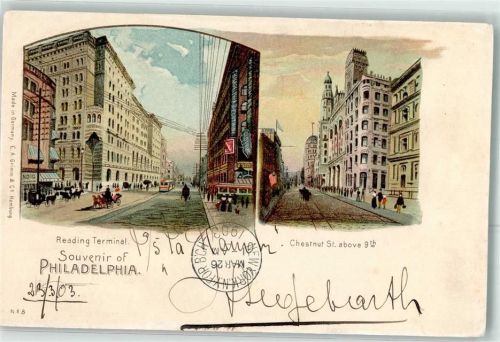 Philadelphia 1903 Reading Terminal Straßenbahn Chestnut St. above 9 th.