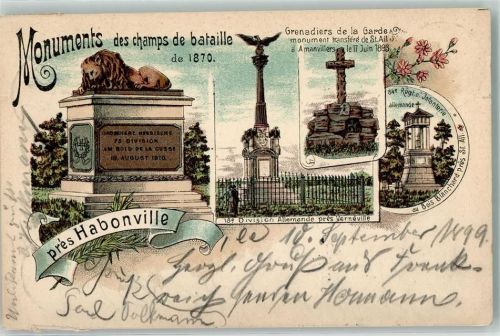 54580 Saint-Ail 1899 Lithographie Monuments des Champs de bataille 1870 bei Habonville
