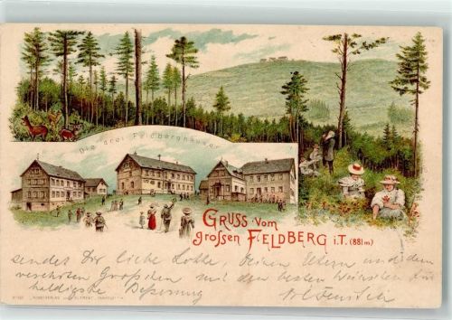 61389 W6384 Feldberg , Taunus 1901 Künstlerkarte die 3 Feldberghäuser