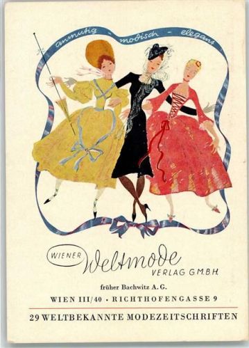 Wien 1941 Werbung Wiener Weltmode Verlag Elegante Damen Wiener Messe